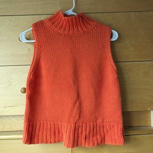 Sleeveless, orange, mock turtleneck sweater, XL